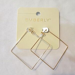 Emberly Gold Tone Square Hoop Earings
